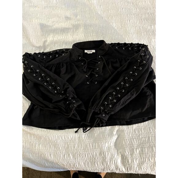 Re/Done Black Pirate Keyhole Mock Neck Top Size S - Picture 7 of 7